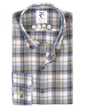 Manches extra longues. Chemise en lin-lyocell à carreaux 074 - Green