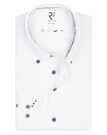 Extra lange Ärmel. Seersucker-Leinenmischung Hemd 004 - White