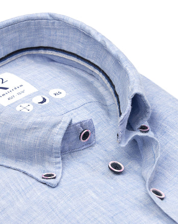 Manches extra longues. Chemise en lin 018 - Light blue