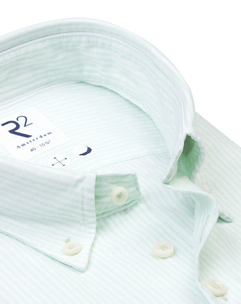 Korte mouwen gestreept oxford-katoen overhemd 069 - Bright green