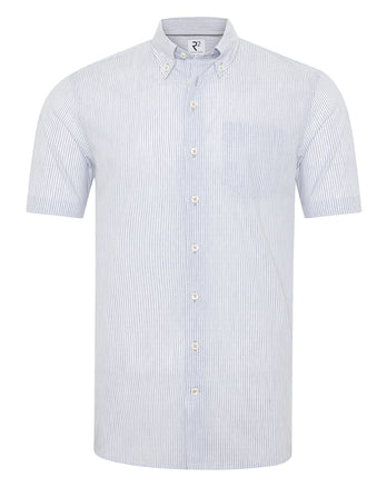 Short-sleeve striped cotton shirt 028 - Grey