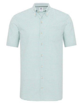 Short-sleeve checkered oxford cotton shirt 074 - Green