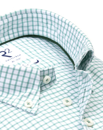 Short-sleeve checkered oxford cotton shirt 074 - Green