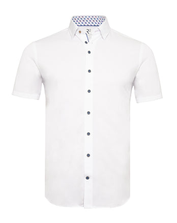 Korte mouwen knitted overhemd 004 - White