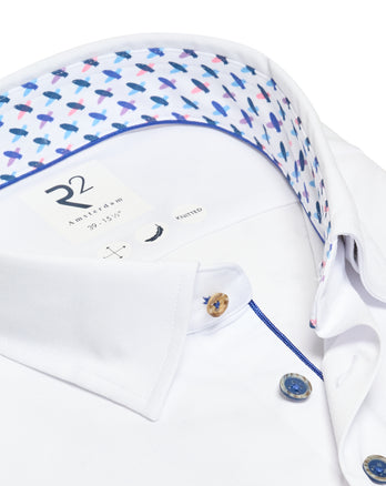 Korte mouwen knitted overhemd 004 - White