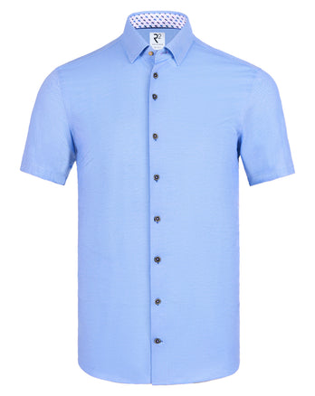 Korte mouwen knitted overhemd 012 - Cobalt