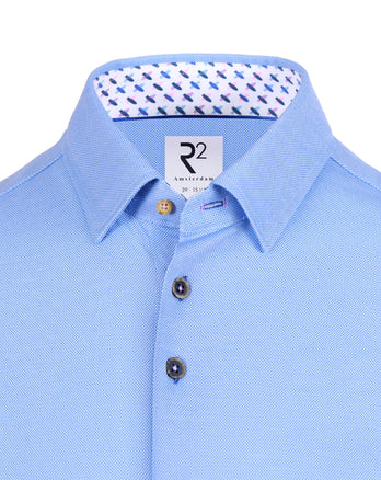 Korte mouwen knitted overhemd 012 - Cobalt