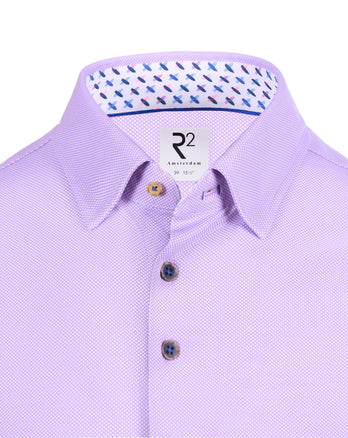 Korte mouwen knitted overhemd 068 - Lavender