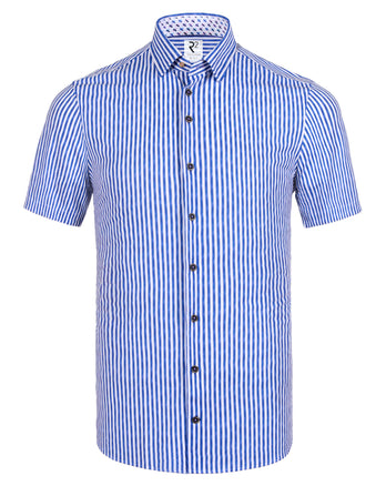 Korte mouwen knitted overhemd 012 - Cobalt