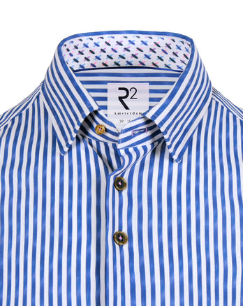 Korte mouwen knitted overhemd 012 - Cobalt