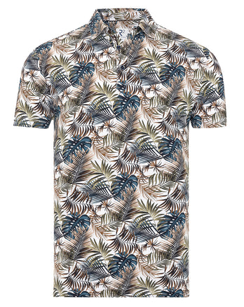 Polo imprimé feuilles tropicales 073 - Multicolour