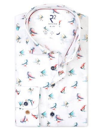 Wing surfing print cotton shirt 073 - Multicolour