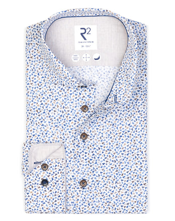 Sail print cotton shirt 014 - Blue