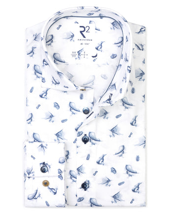 Wing surfing print cotton shirt 014 - Blue