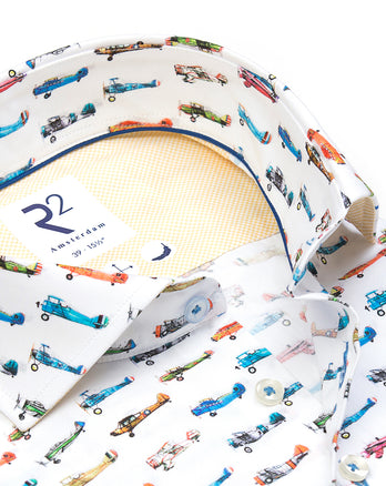 Chemise en coton imprimé avion 073 - Multicolour