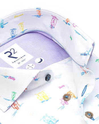 Italian scooter print coton shirt 073 - Multicolour
