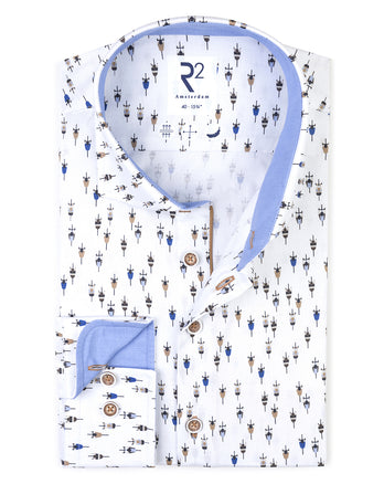 Race bike print stretch shirt 014 - Blue