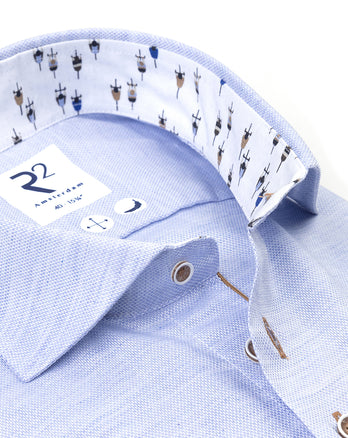 Chemise en coton Oxford avec contraste de vélo de course 018 - Light blue