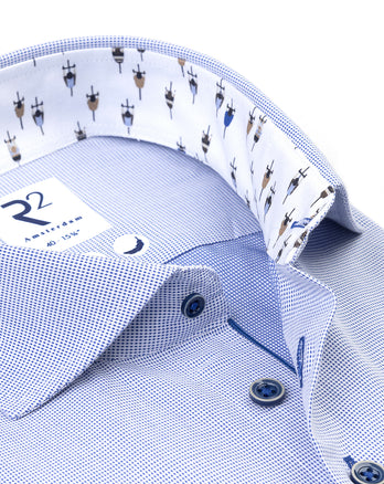 Chemise en coton dobby avec contraste de vélo de course 014 - Blue