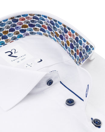 Rennradhelm-Kontrast Leinenmischung Hemd 004 - White