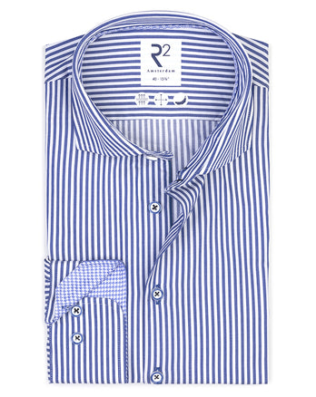 Gestreiftes Baumwollhemd 014 - Blue