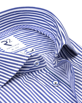 Gestreiftes Baumwollhemd 014 - Blue