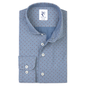 Circle print denim shirt 016 - Denim blue