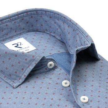 Circle print denim shirt 016 - Denim blue
