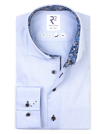 Manches extra longues. Chemise en coton à chevrons 018 - Light blue