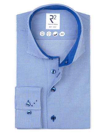 Manches extra longues. Chemise en coton Dobby 014 - Blue