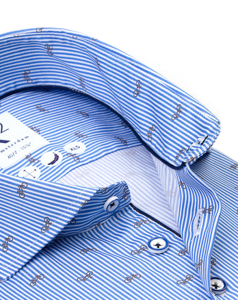 Extra long sleeves. Bicycle print cotton shirt 014 - Blue