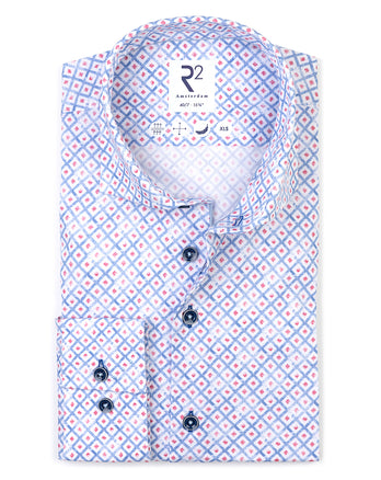 Manches extra longues. Chemise en coton imprimé 014 - Blue