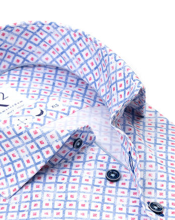 Manches extra longues. Chemise en coton imprimé 014 - Blue