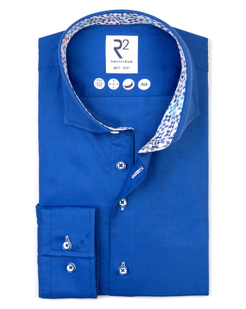 Manches extra longues. Chemise en coton dobby 011 - Deep kobalt