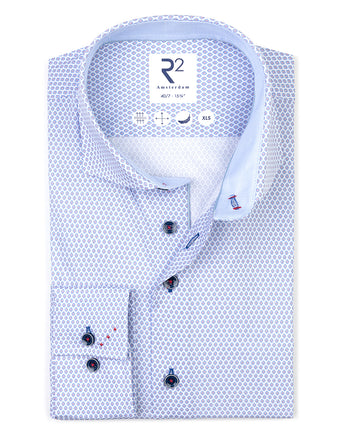 Manches extra longues. Chemise en coton imprimé 018 - Light blue