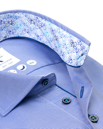 Manches extra longues. Chemise en coton sergé lourd 014 - Blue