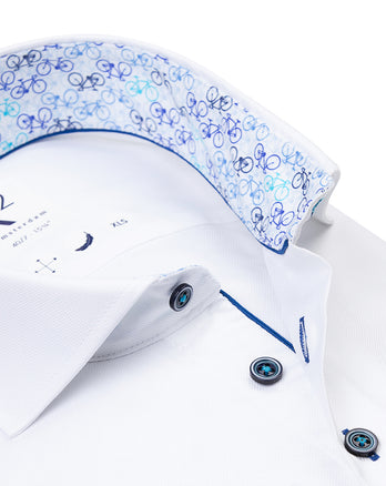 Extra long sleeves. 2 PLY cotton shirt 004 - White