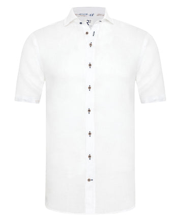 Chemise en lin à manches courtes 004 - White