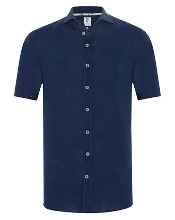 Chemise en lin à manches courtes 010 - Navy