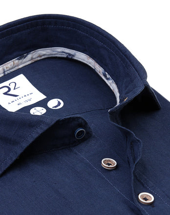 Chemise en lin à manches courtes 010 - Navy