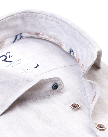 Chemise en lin à manches courtes 045 - Beige