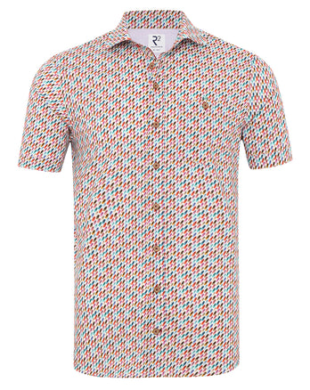 Korte mouwen surfplankprint stretch overhemd 073 - Multicolour