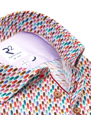 Korte mouwen surfplankprint stretch overhemd 073 - Multicolour