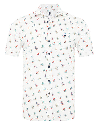Korte mouwen surfprint stretch overhemd 073 - Multicolour