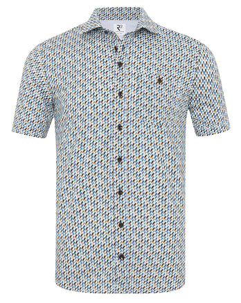 Korte mouwen surfplankprint stretch overhemd 073 - Multicolour