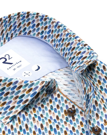 Korte mouwen surfplankprint stretch overhemd 073 - Multicolour