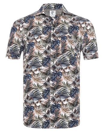 Chemise à manches courtes en coton imprimé tropical 073 - Multicolour
