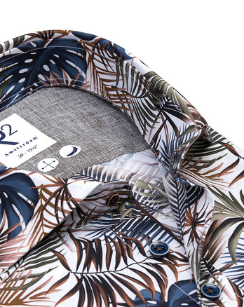 Chemise à manches courtes en coton imprimé tropical 073 - Multicolour