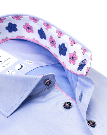 Chemise à manches courtes en coton biologique 018 - Light blue