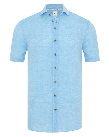 Chemise en lin à manches courtes 076 - Aqua